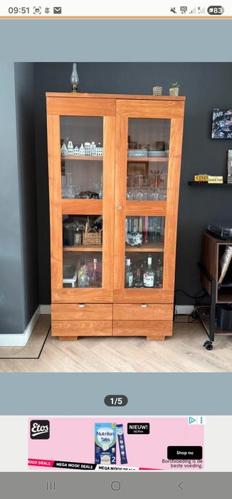 Drewniana witryna / biblioteczka 195x100x45,5, lity teak
