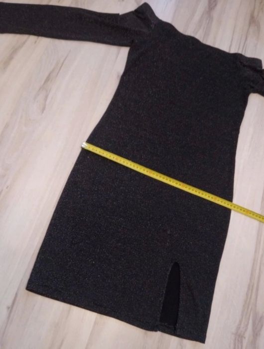 Sukienka dzianinowa czarna srebrna L krótka długa midi Sinsay