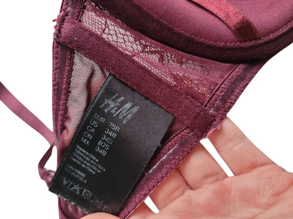 Bordowy stanik biustonosz 75B H&M bielizna damska