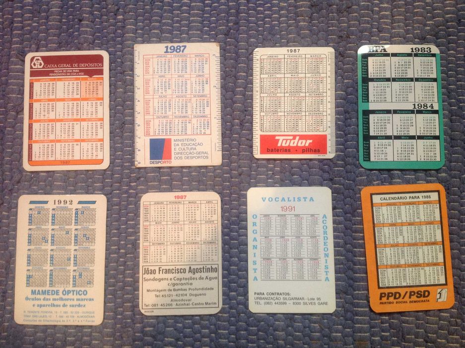 Calendários de bolso - lote 4 - portes incluidos