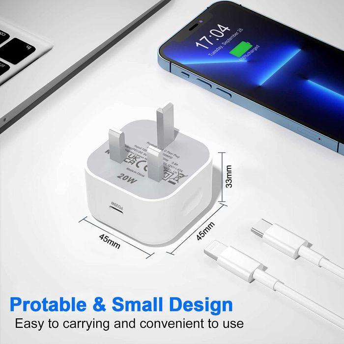 Ładowarka sieciowa zasilacz PD 20W USB-C + lightning Apple 5V 9V 12V