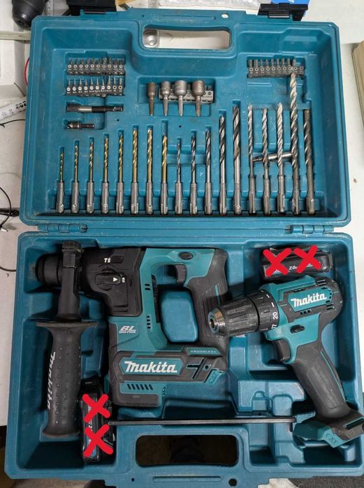 Makita Martelo + Aparafusadora + Acessórios