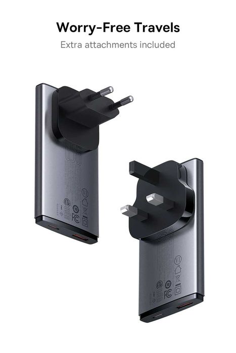 Зарядний пристрій BASEUS 65W GaN5 Pro Ultra-Slim C+U (CCGAN65S5-OE)