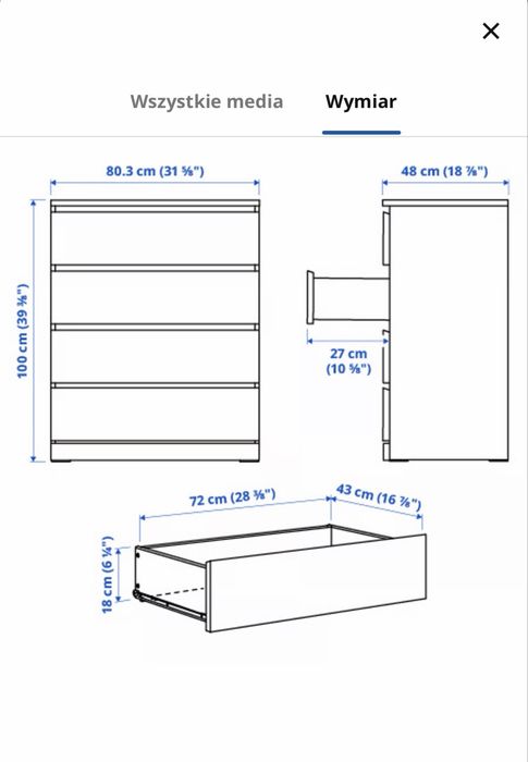Ikea Malm komoda z szufladami