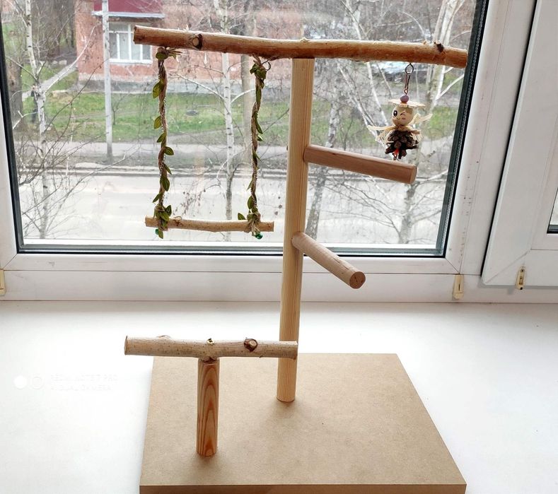 Стенд для птахів,натуральна береза з корою