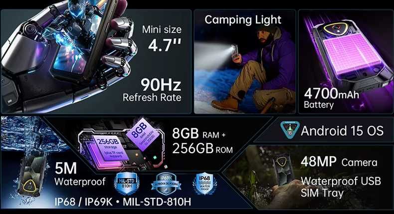 Cubot KingKong Mini 4. 16Gb(6+10)/128Gb, 90Hz, 48Mp/16Mp, 4700Ma, NFC