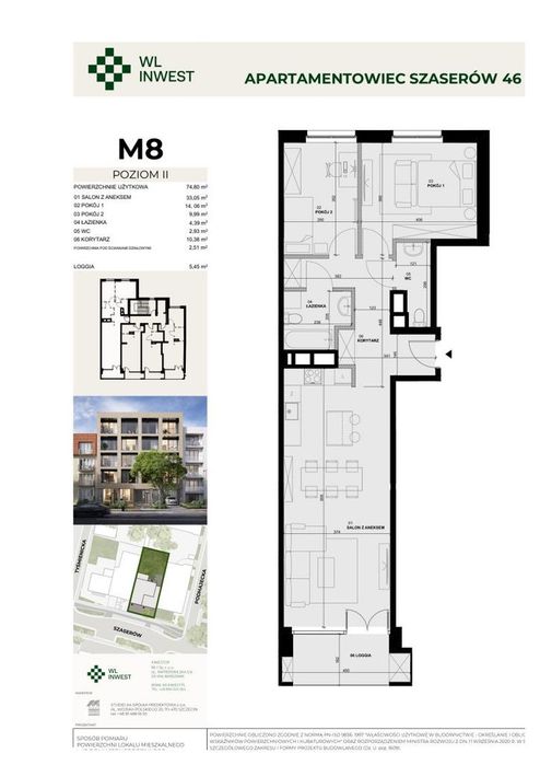 3-pokojowe mieszkanie 74m2 + loggia