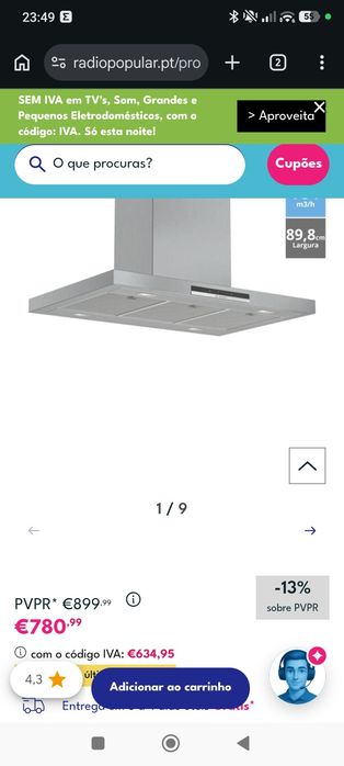 Exaustor de Ilha BOSCH DIB97IM50 NOVO SELADO + Fatura