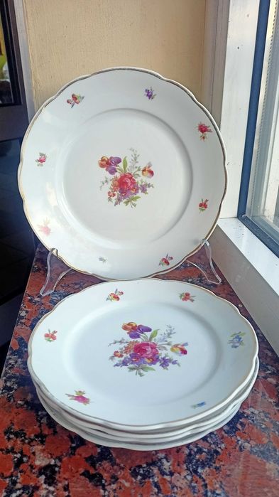 Komplet duży talerz + 4 talerzyki wzór 520 Ćmielów lata 30-te