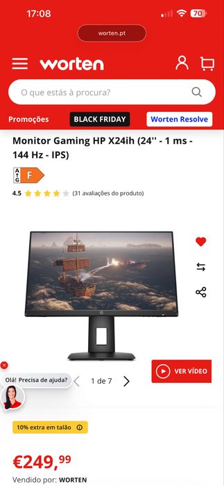 Monitor HP X24ih 144hz