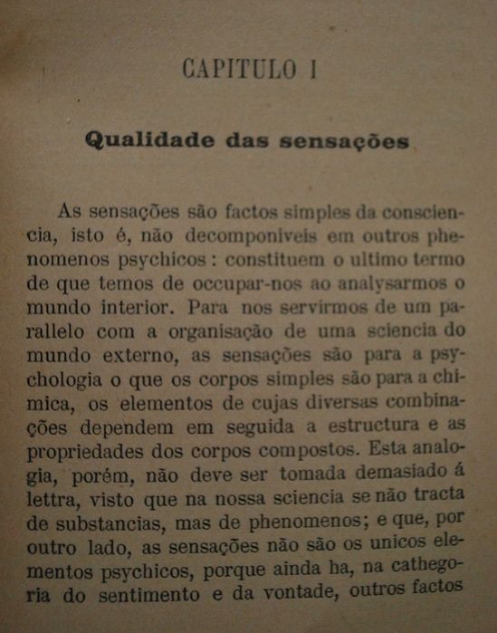 Psychologia Physiologica do Dr. José Mantovani - 1ª Edição Ano 1903