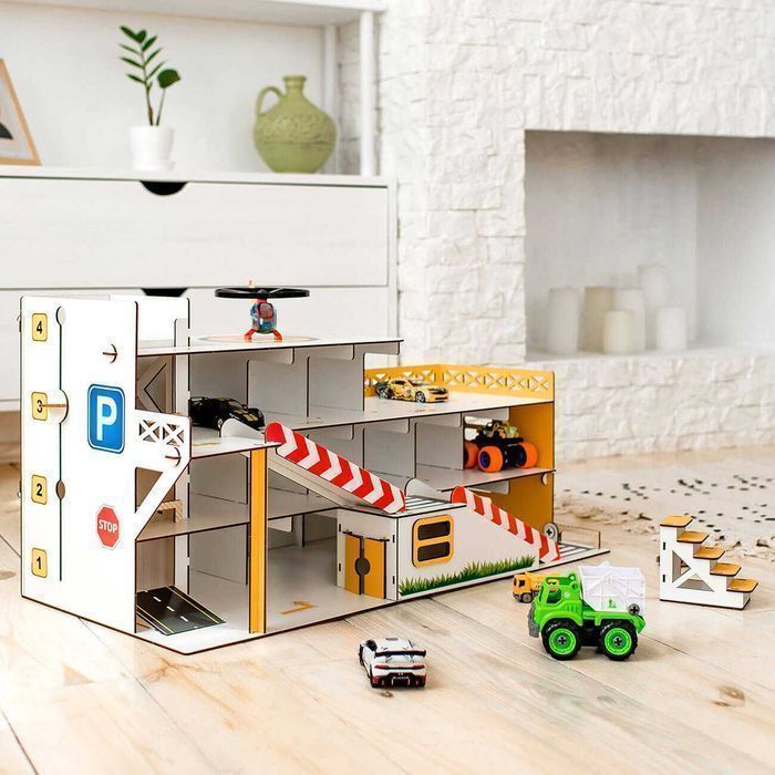 Великий гараж парковка для машинок, детский Паркинг, 3д конструктор