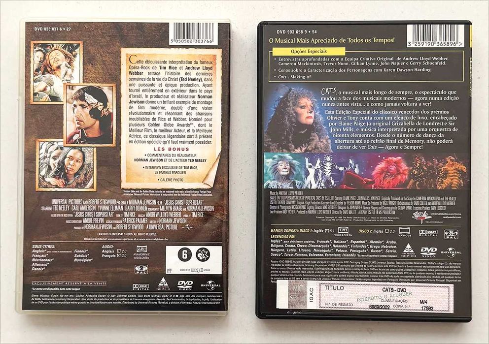2 DVDs_Musicais Jesus Christ Superstar/Cats.