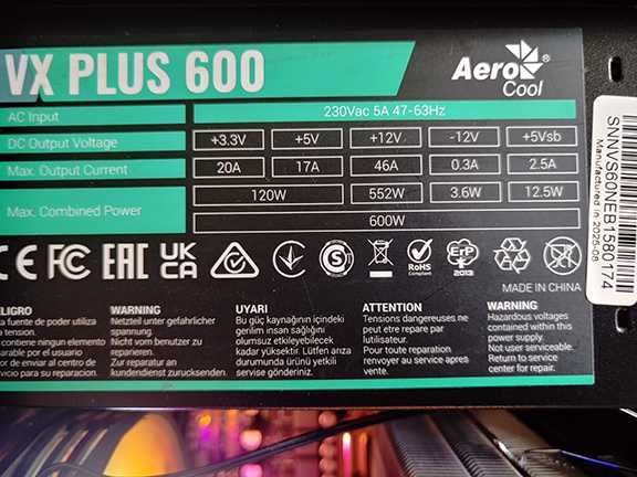 (зарезервовано) Ryzen 5600G + B550 + SSD 256 Gb + RAM 16 Gb + Aerocool CS-107-A-V2 600W