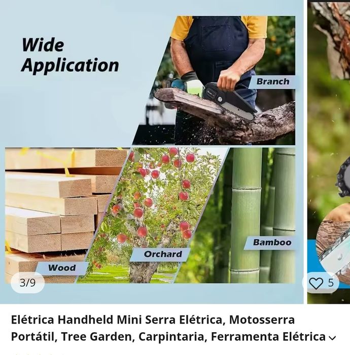 Mini motosserra elétrica