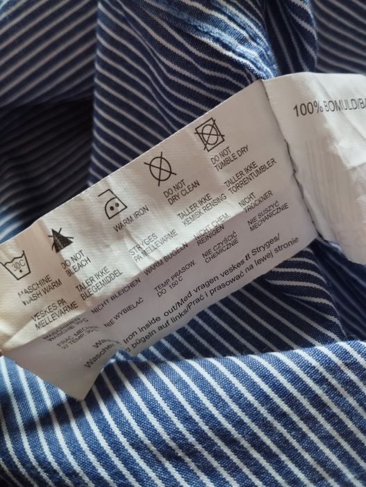 Koszula męska z długim rękawem granatowa w białe paski Carry