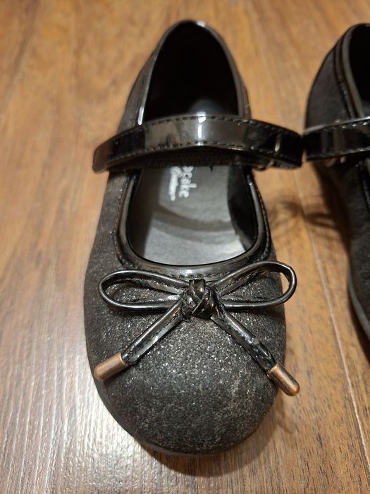 Balerinki 26 pantofle Cup Cake czarne z brokatem