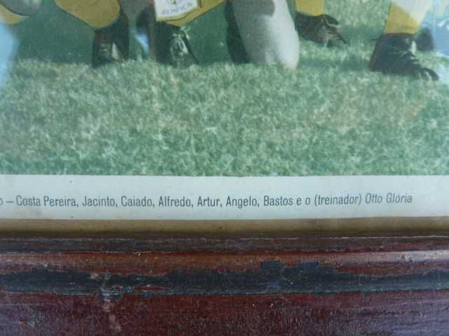 Quadro moldura muito antigo com equipa do Benfica ano 1954/55
