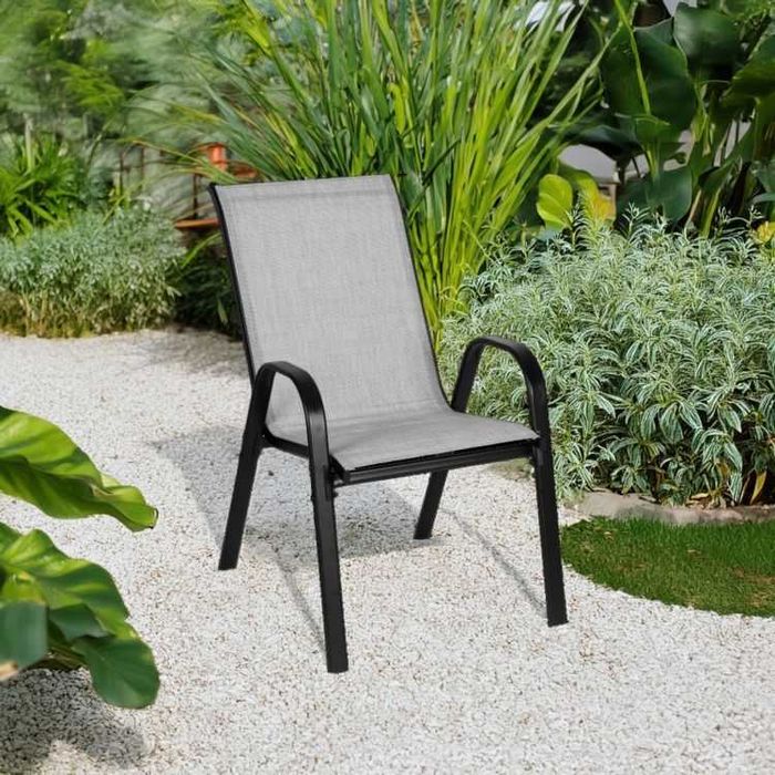 KRZESŁO OGRODOWE uniwersalne całoroczne - komplet 4 szt. JASNOSZARE