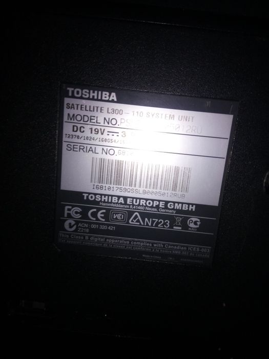 Ноутбук toshiba L 300