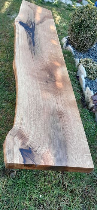 Parapety z duszą naturalny dąb, żywa krawędź, styl live edge drewniane