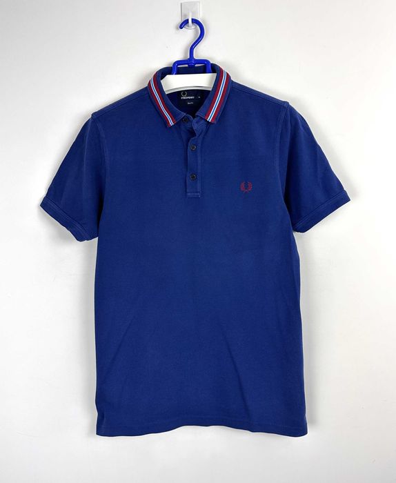 Koszulka polo FRED PERRY slim męska casual niebieska r. M