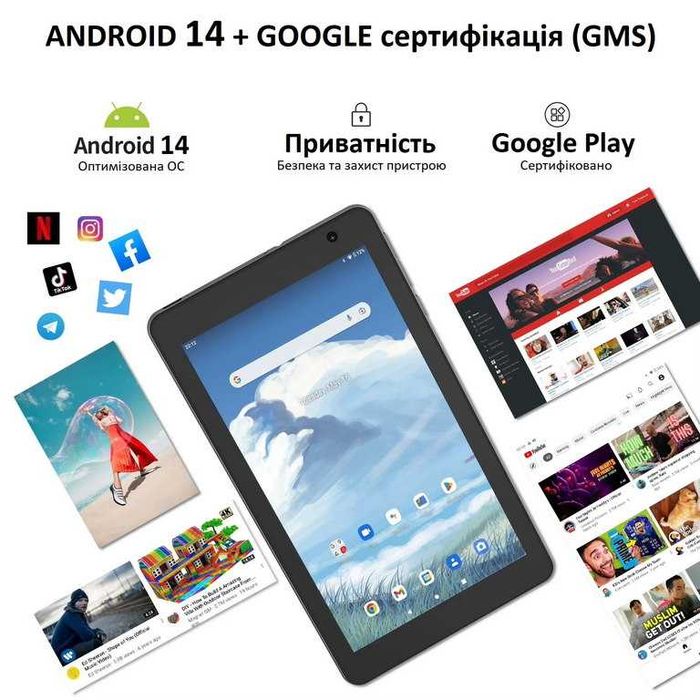 Планшет TAB8 PRO Android 14 з 8″ IPS 4G LTE Bluetooth і GPS + Чохол