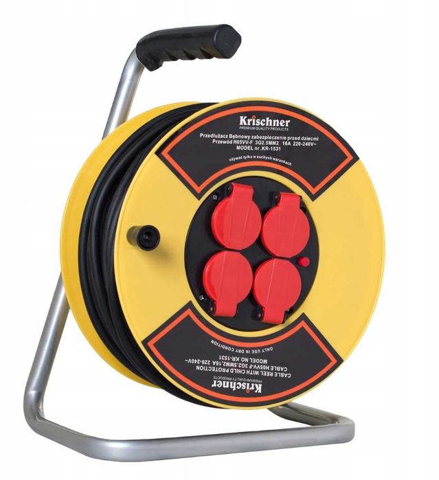 PRZEDŁUŻACZ NA BĘBNIE bębnowy 50m 3x2,5 z klapkami budowlany