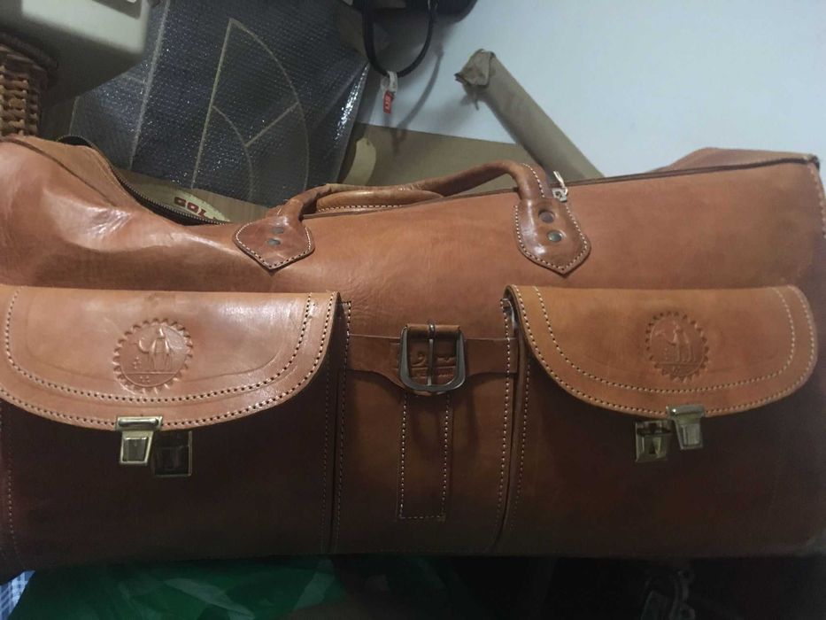 Mala de Pele Verdadeira de Viagem