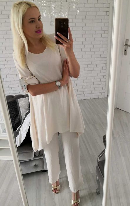 Elegancki komplet zestaw beżowy xxl