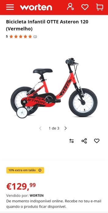 Bicicleta Infantil OTTE Asteron 120 (Vermelho)