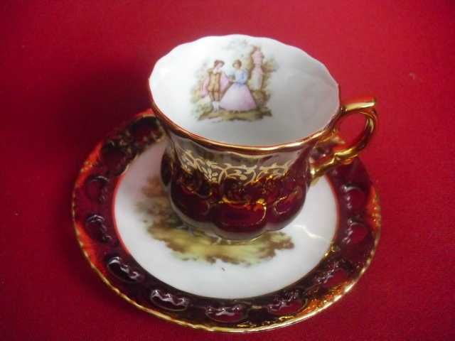 Conjunto de chávena e pires Japonês vintage da Ohashi China 1932