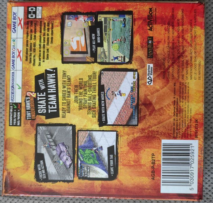 Tony Hawk's Pro Skater Underground 2 Nintendo Game Boy Advance 3xA bdb