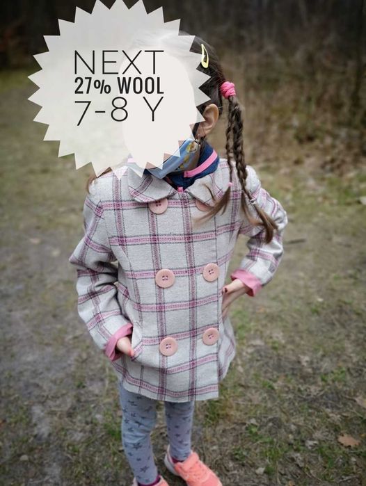 Next klasyczny płaszczyk w kratkę guziki kieszenie wełna wiskoza