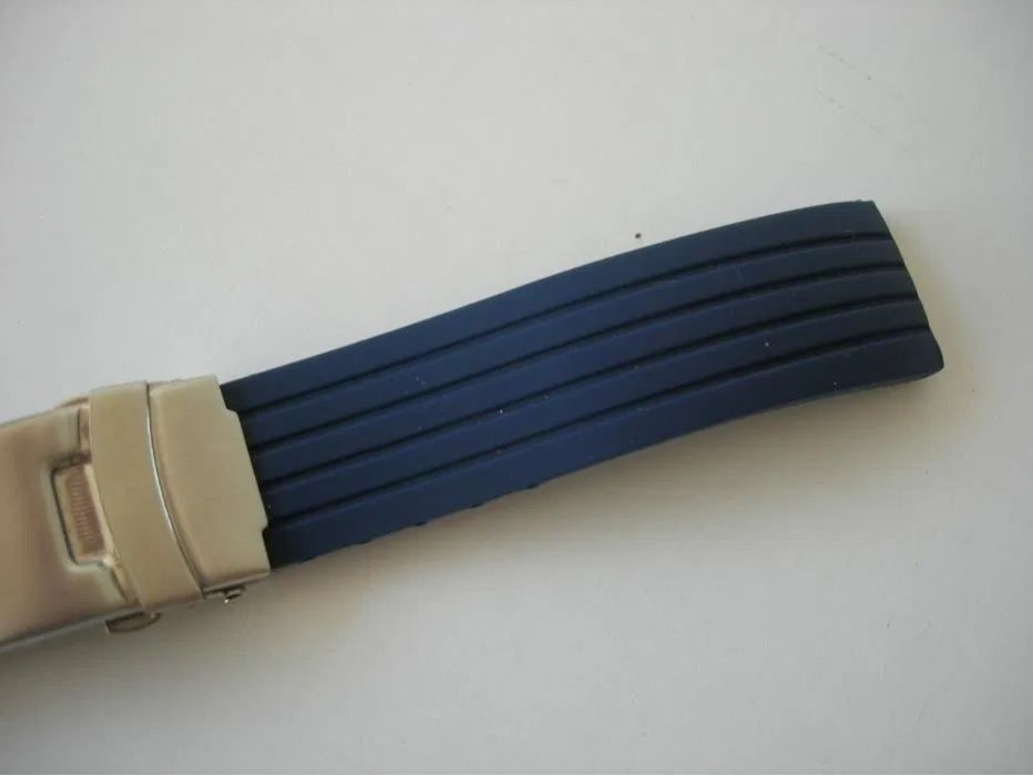 Bracelete Borracha Azul Escuro 18mm 20mm 22mm 24mm com Fecho Báscula