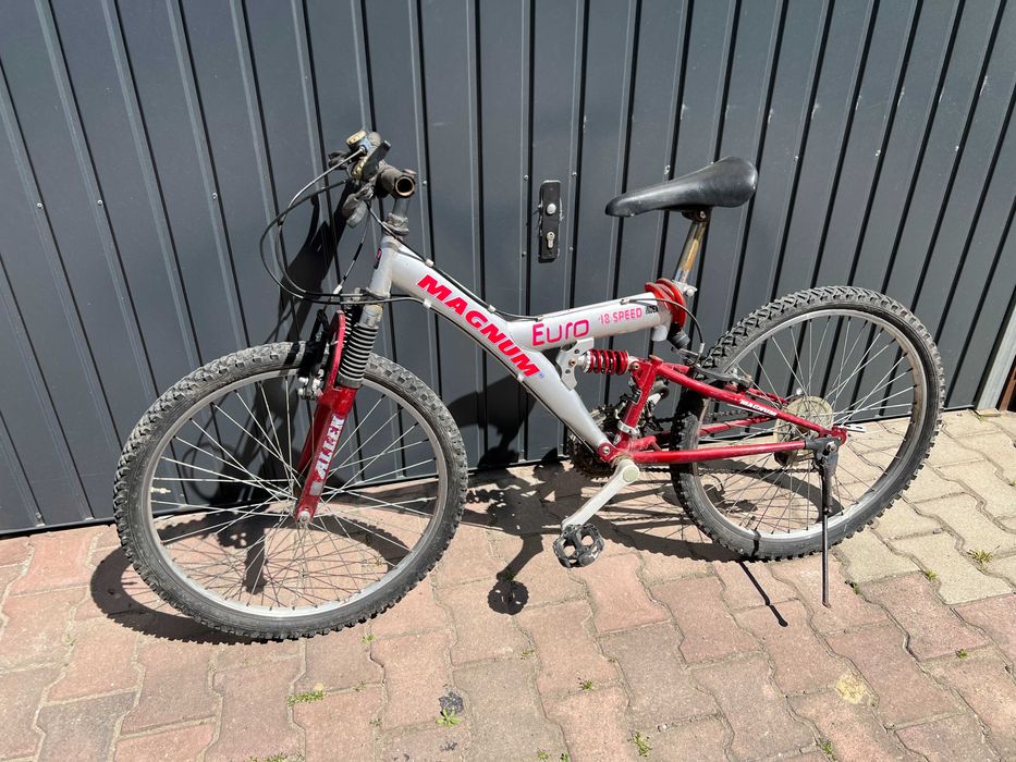 rower górski 24" przerzutki amortyzatory tył przód stopka