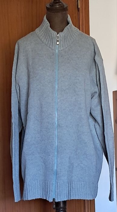 Casaco de Malha Homem Denri (Tam. M) – Azul-Acinzentado com Fecho