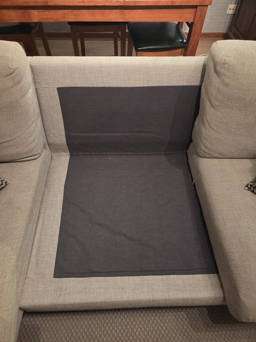 Sofá 3 lugares com chaise longue creme