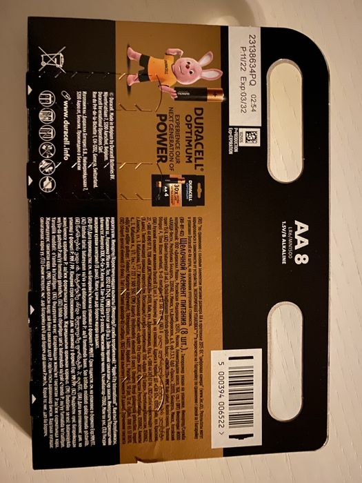 Батарейка DURACELL АА MN1500 8шт. в упаковці