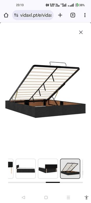 Cama Otomana Casal (140x190) NOVA NA CAIXA + Colchão – Cinza Escuro