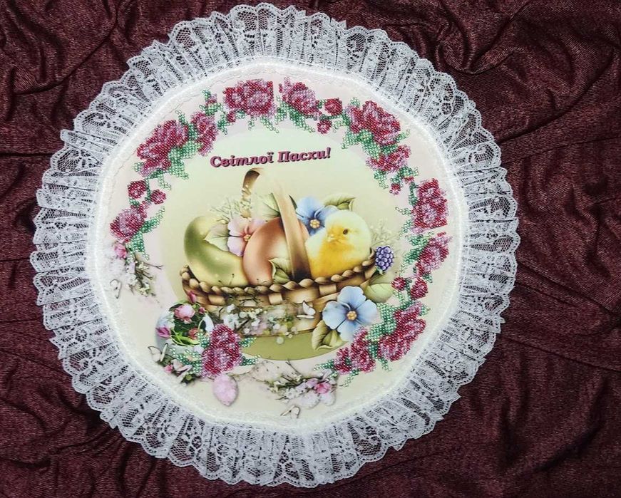 Серветка Пасхальна / Рушник Великодній  ручна робота / Вишита бісером