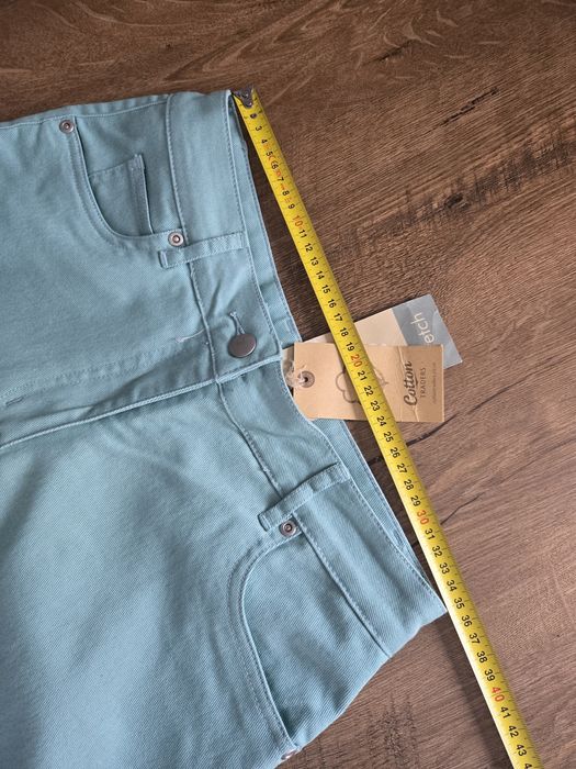 Miętowe rybaczki jeansowe uk10 eur38