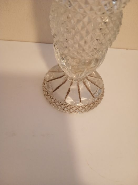 Jarra vidro trabalhada peça antiga 19,5cm