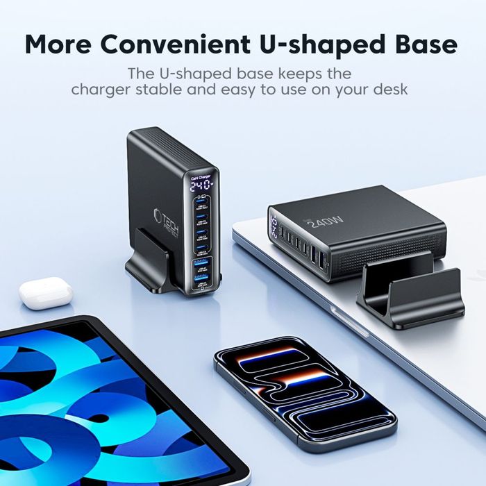Tech-Protect DC240W-GAN 6-port desktop charger PD 240W / QC3.0 black