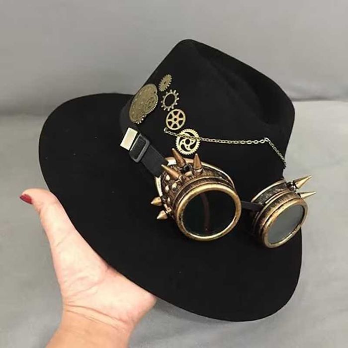 Punkowe okulary, gogle  przeciwsłoneczne z gumowym paskiem.