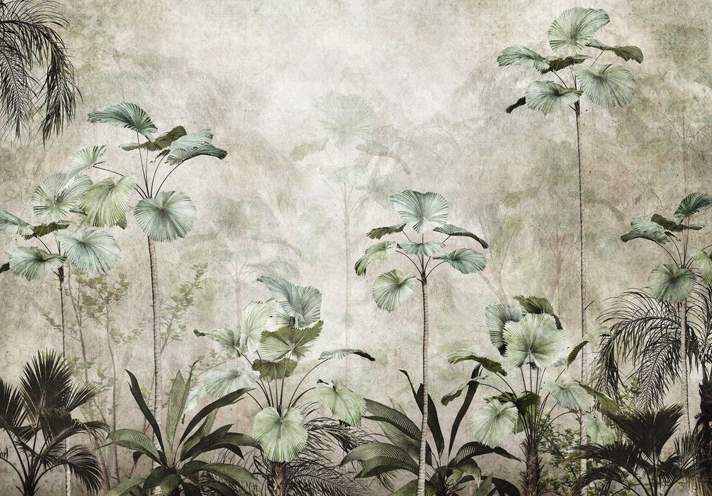 Fototapeta 3D Las Beż Tropikalny Liście Natura Twój Rozmiar + KLEJ