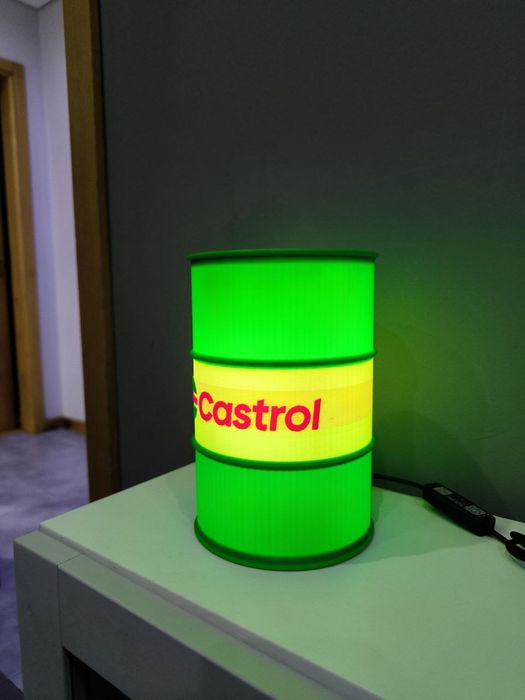Candeeiro estilo bidão Castrol led RGB