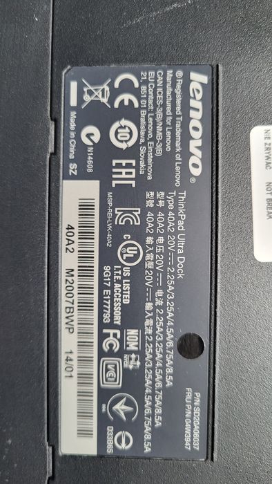 Stacja dokująca Lenovo 40A2 + ZASILACZ