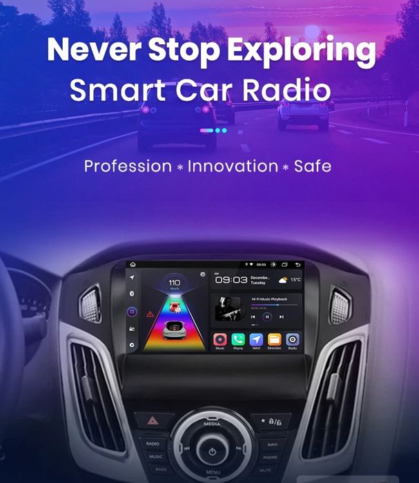 Rádio 9" android Ford Focus 3 2011 a 2019 CARPLAY WIFI GPS Novo