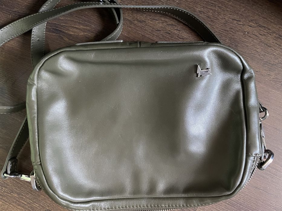 сумка кожаная хаки